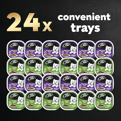 Miniatura 29 de CESAR - Comida húmeda y clásica para perros en un paquete variado de trocitos en salsa de receta de carne de res, filete miñón, pollo a la parrilla