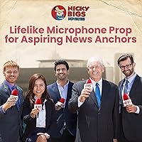 Vista 5 de Nicky Bigs Novelties Adult News - Micrófono de anclaje - Micrófono de noticias falsas con bandera, accesorio inalámbrico de plástico