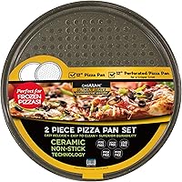 Vista 2 de casaWare 2pc 12-inch Ultimate Pizza Pan Set, Nonstick, Ceramic Coated, (1) Solid, (1) Perforated (Silver Granite)