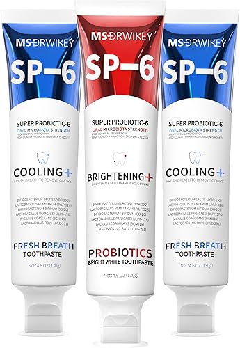 Miniatura 11 de SP-6 Pasta dental blanqueadora en paquete de 2 con 6 cepas probióticas y pasta dental de aliento fresco – Sin flúor, cuidado oral seguro