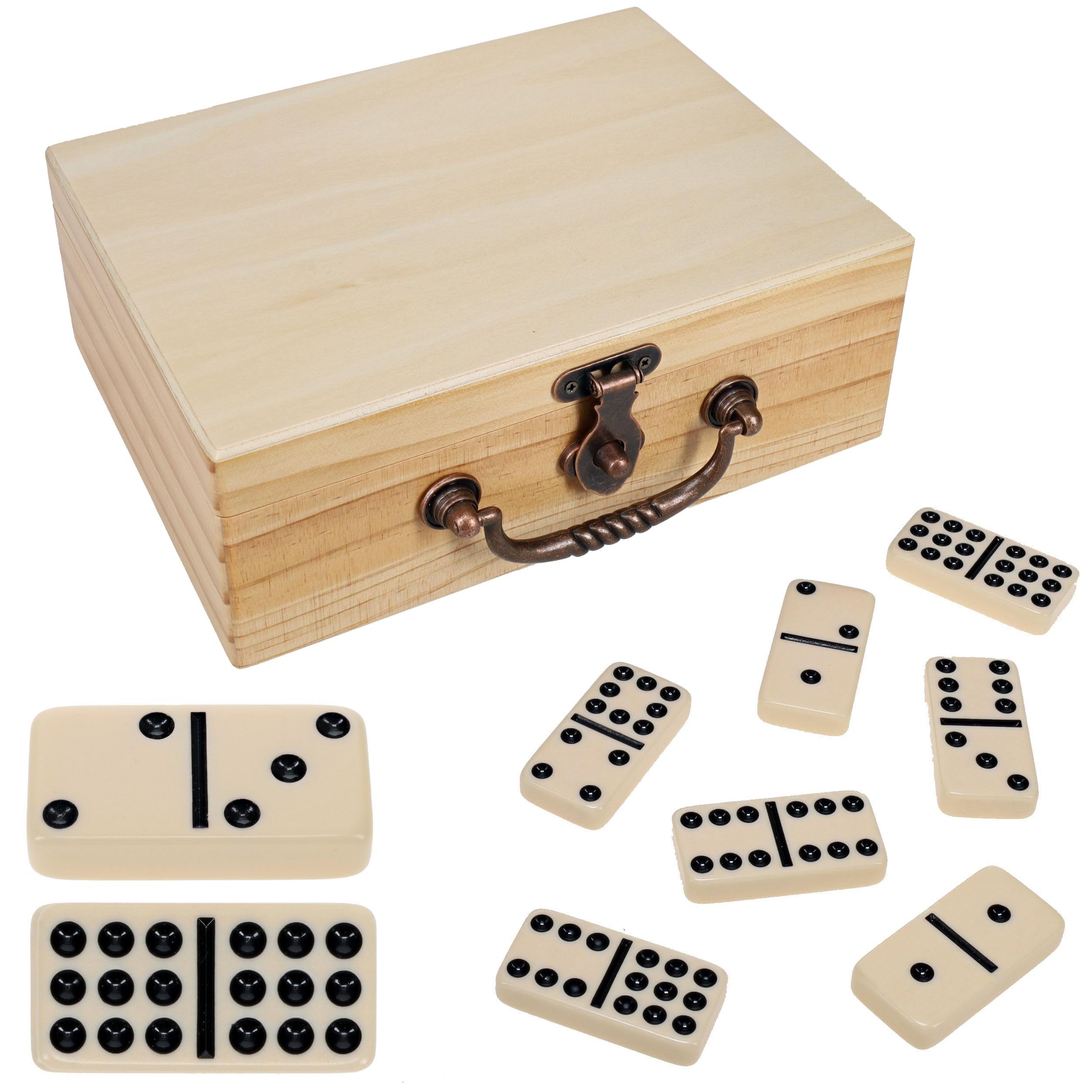 Amazon.com: WE Games Double 9 Dominoes in Natural Wooden Treasure