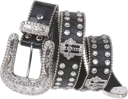 小物 Diavlo Cross Buckle Stone Stud Belt 1 1/2