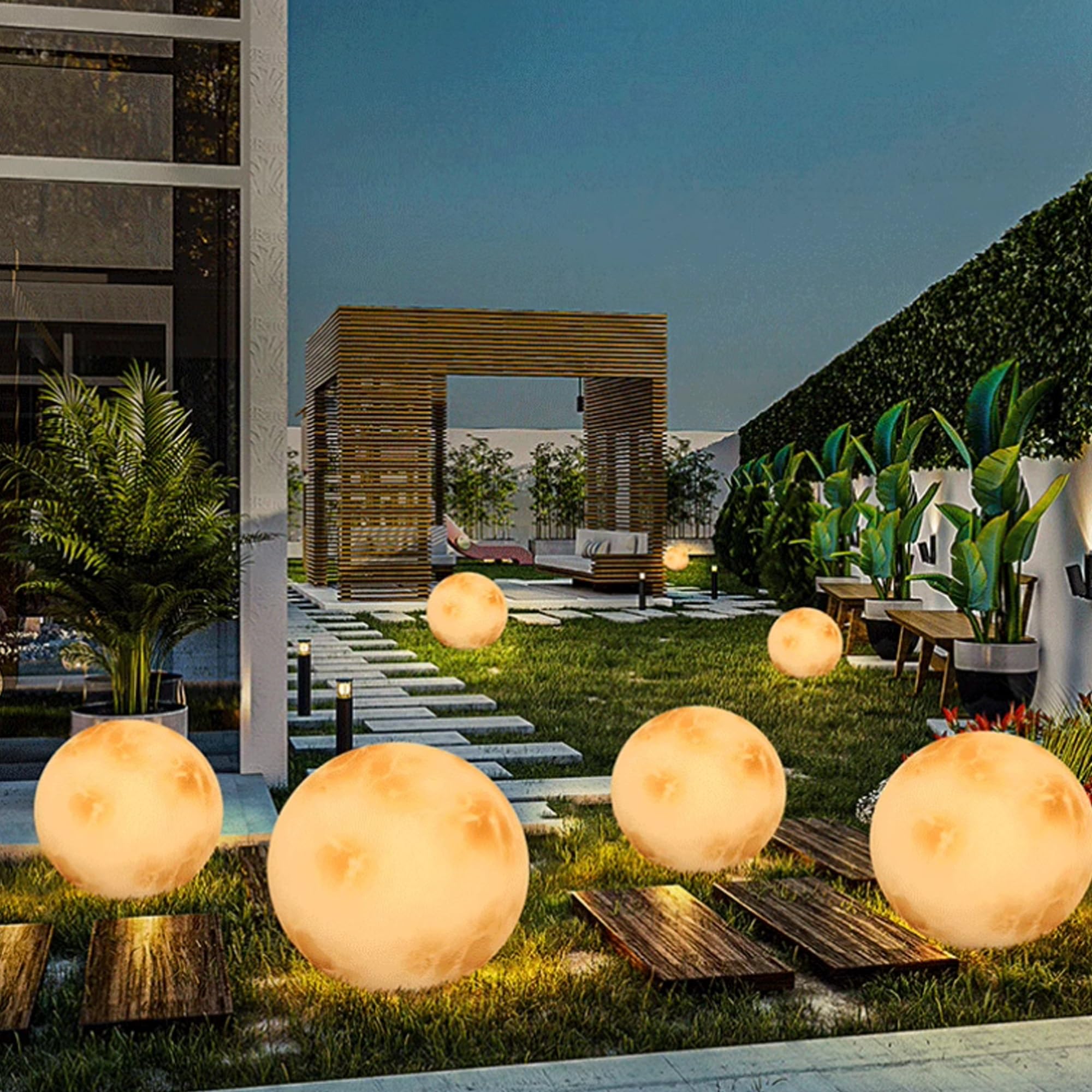 Lampada solare da giardino, palle luminose da giardino, Luce da giardino con illuminazione a LED con cambio di colore, IP65 impermeabile, per giardino, vialetti, piscina, prati(40 * 40cm)