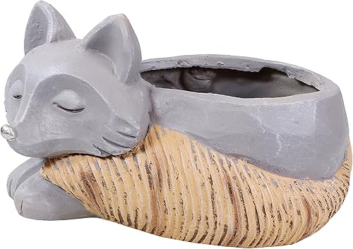 Miniatura 8 de Sunnydaze Finley The Fox - Decoración de estatua de maceta pintada a mano para suculenta o maceta para cocina, comedor o sala de estar, 8 pulgadas