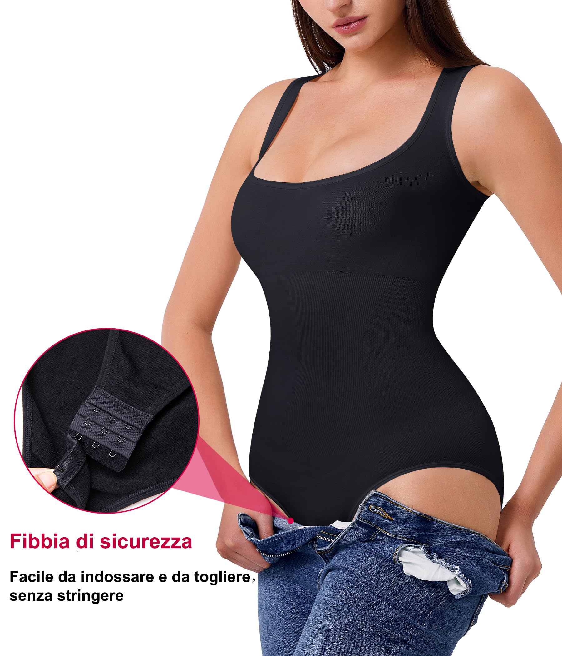 Junlan Body Contenitivo Modellante Donna Shapewear Bodysuit Pancia Piatta Guaina Contenitiva Intimo Snellente Shaper