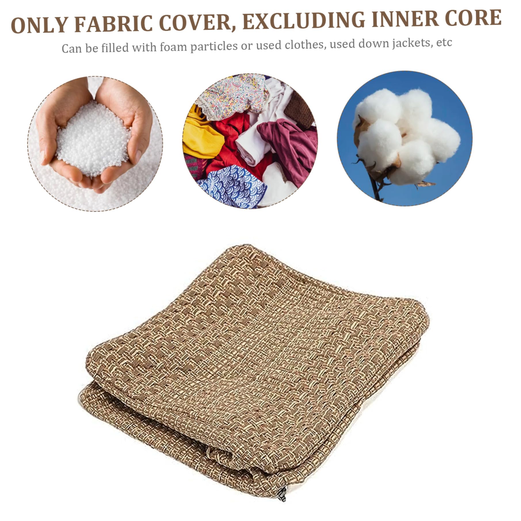 Pouf-Bezug,43,2 x 43,2 x 33 cm,ungepolsterter Pouf-Ottomane-Bezug für Wohnzimmer,quadratischer Boho-Pouf-Bezug, ungepolstert,aus Baumwolle gewebter(Kern nicht im Lieferumfang enthalten)