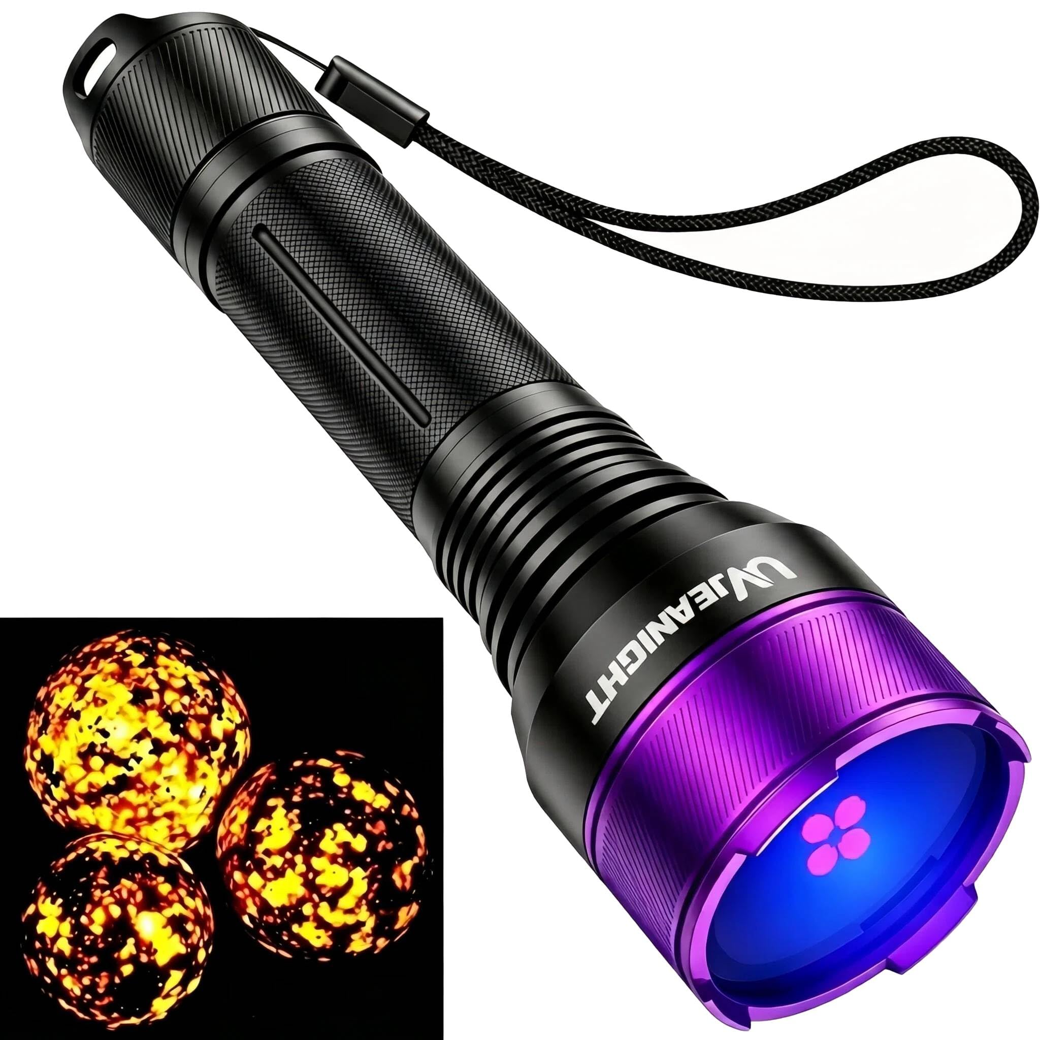 Linternas de luz negra de 365 nm, luz negra UV recargable con LED filtrados para caza de yooperlita, detección de orina de mascotas, resinas, escorpiones, fugas de automóviles