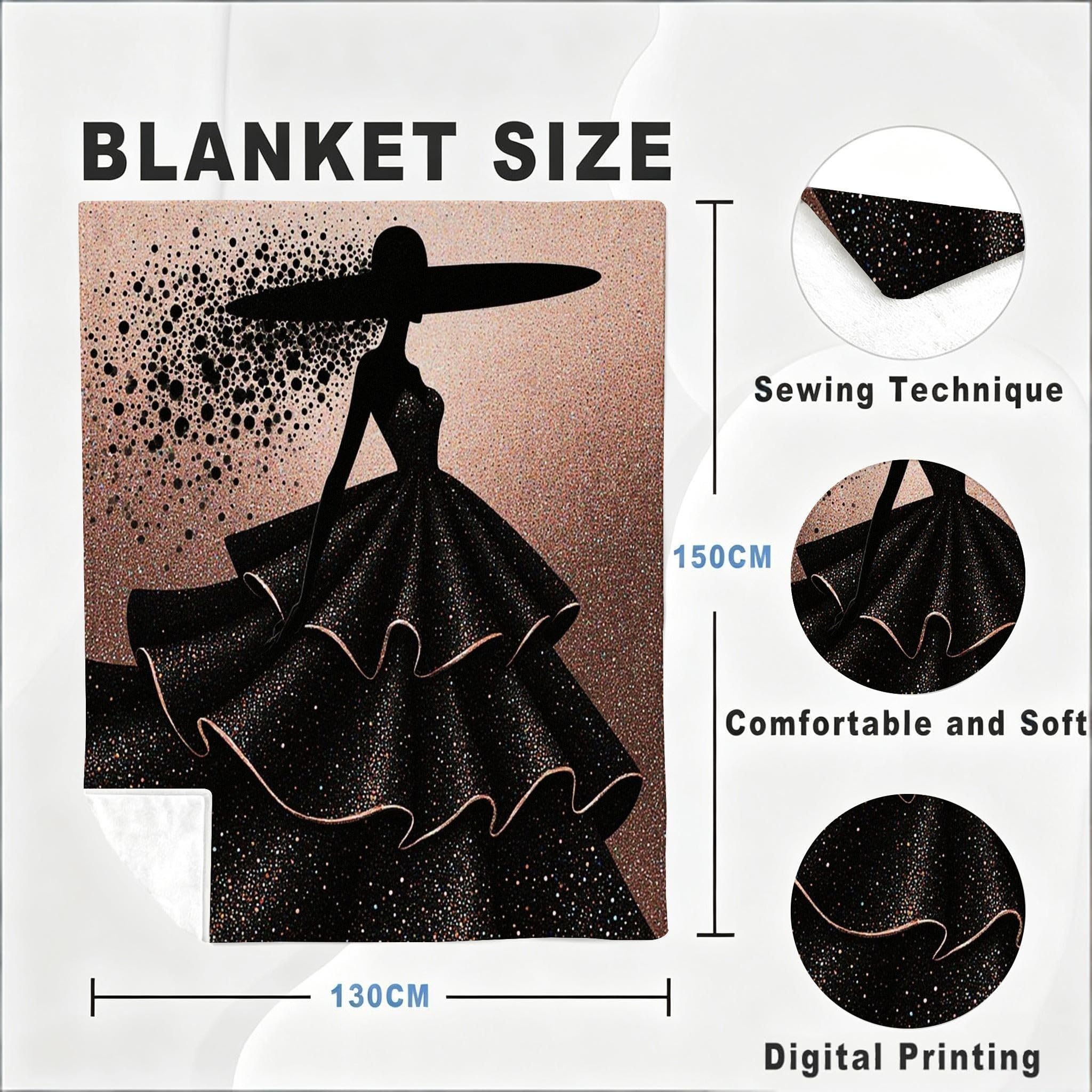 Coperta Pile Matrimoniale 240x260 cm Ragazza Nera, Coperta XXL Super Morbida Multiuso Come Copriletto o Plaid da Salotto, Calda e Leggera, Protezione dal Freddo, AW6918
