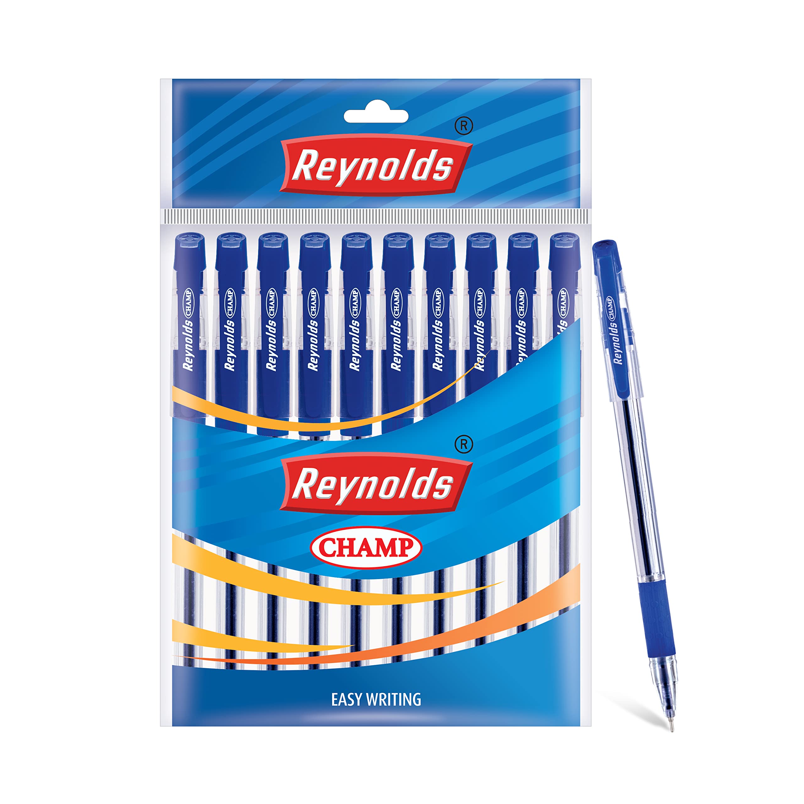 Reynolds CHAMP BP 10 CT BAG - BLUE | Ball Point Pen Set With Comfortable Grip | Pens For Writing | School and Office Stationery | Pens For Students | 0.7 mm Tip Size (B0BX5WGY2N) Amazon Price History, Amazon Price Tracker