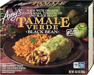 Amy's Black Bean Tamale Verde Frozen Meal - Gluten Free Vegan Dairy Free Soy Free 10.3 oz