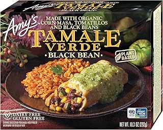 Amy's Frozen Meals, Black Bean Tamale Verde, Gluten Free, Dairy Free, Made With Organic Corn Masa, Tomatillos and Black Beans, 10.3 Oz