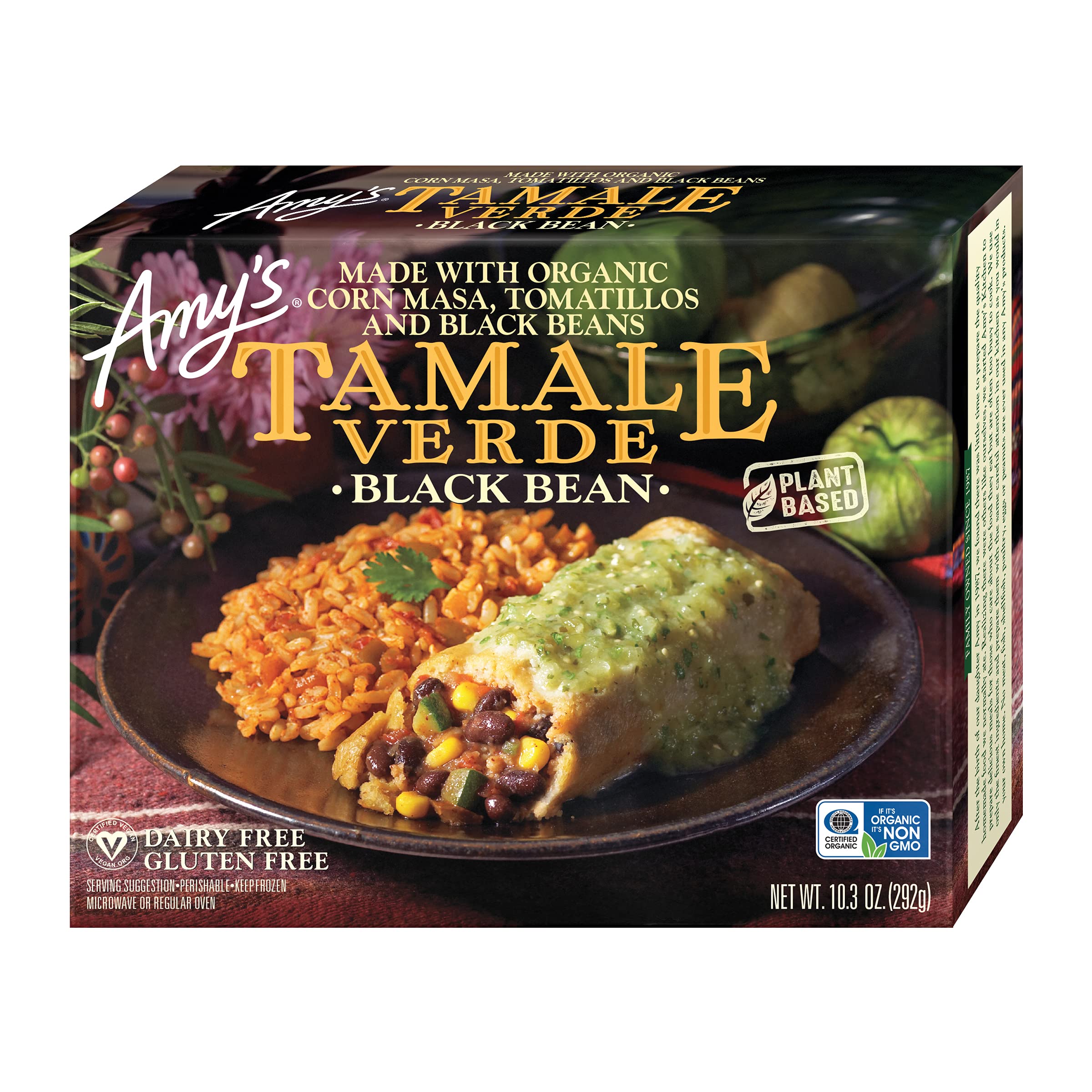 Amy's Frozen Meals, Black Bean Tamale Verde, Gluten Free, Dairy Free, 10.3 oz.