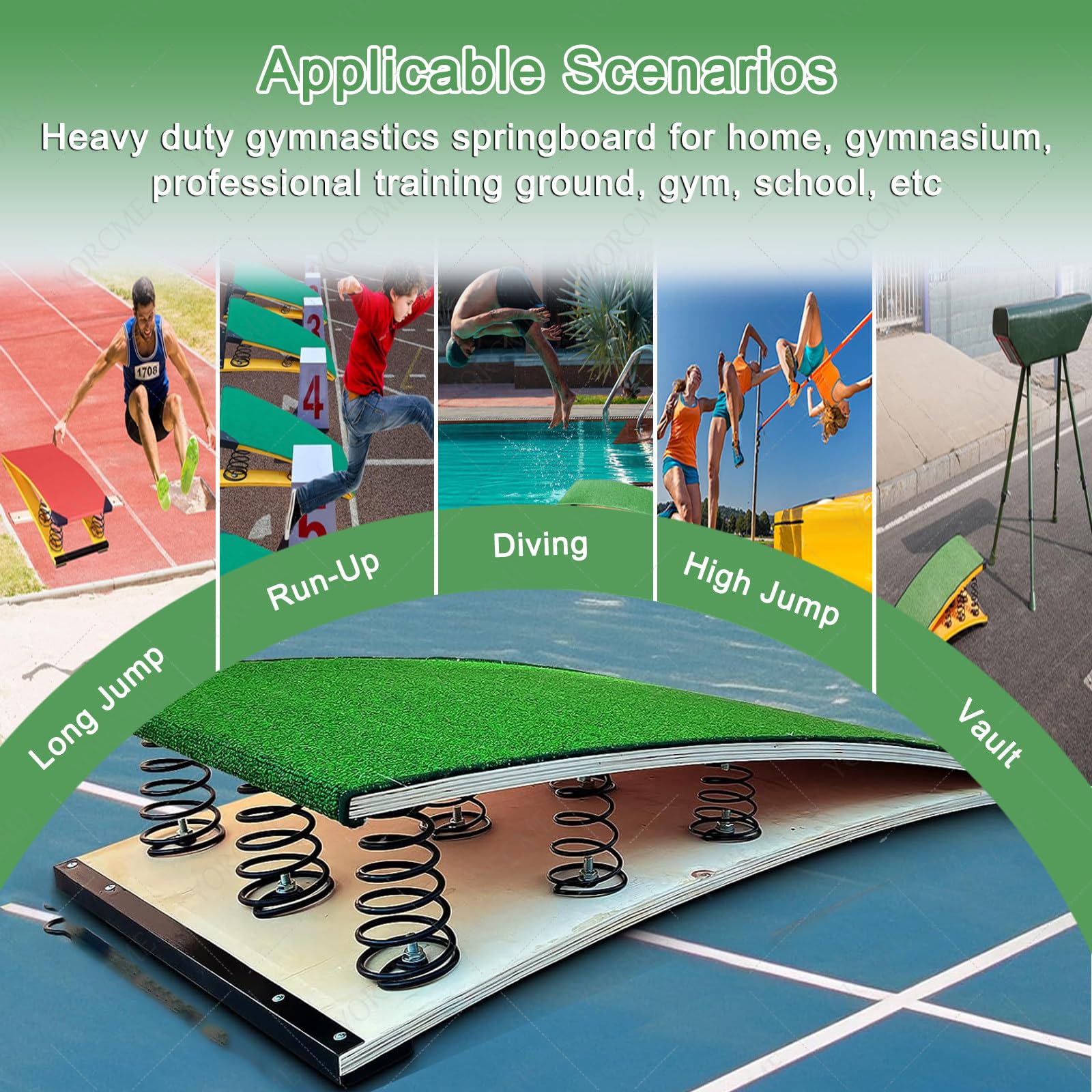 Trampolino Multisport, Attrezzatura per Allenamento E Volteggio, Pedana di Supporto al Salto - Ginnastica/Wushu/Tuffi, Design A 4/6/9 Molle, Impermeabile per Piscina/Uso Esterno 6Springs