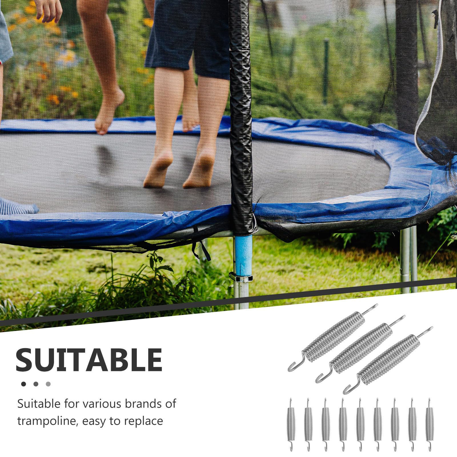 GLEAVI 12 Stück Ersatzfedern für Trampoline aus Stahl: Federn mit Doppelhakenstruktur für einfache Installation – kompatibel mit verschiedenen Trampolinen