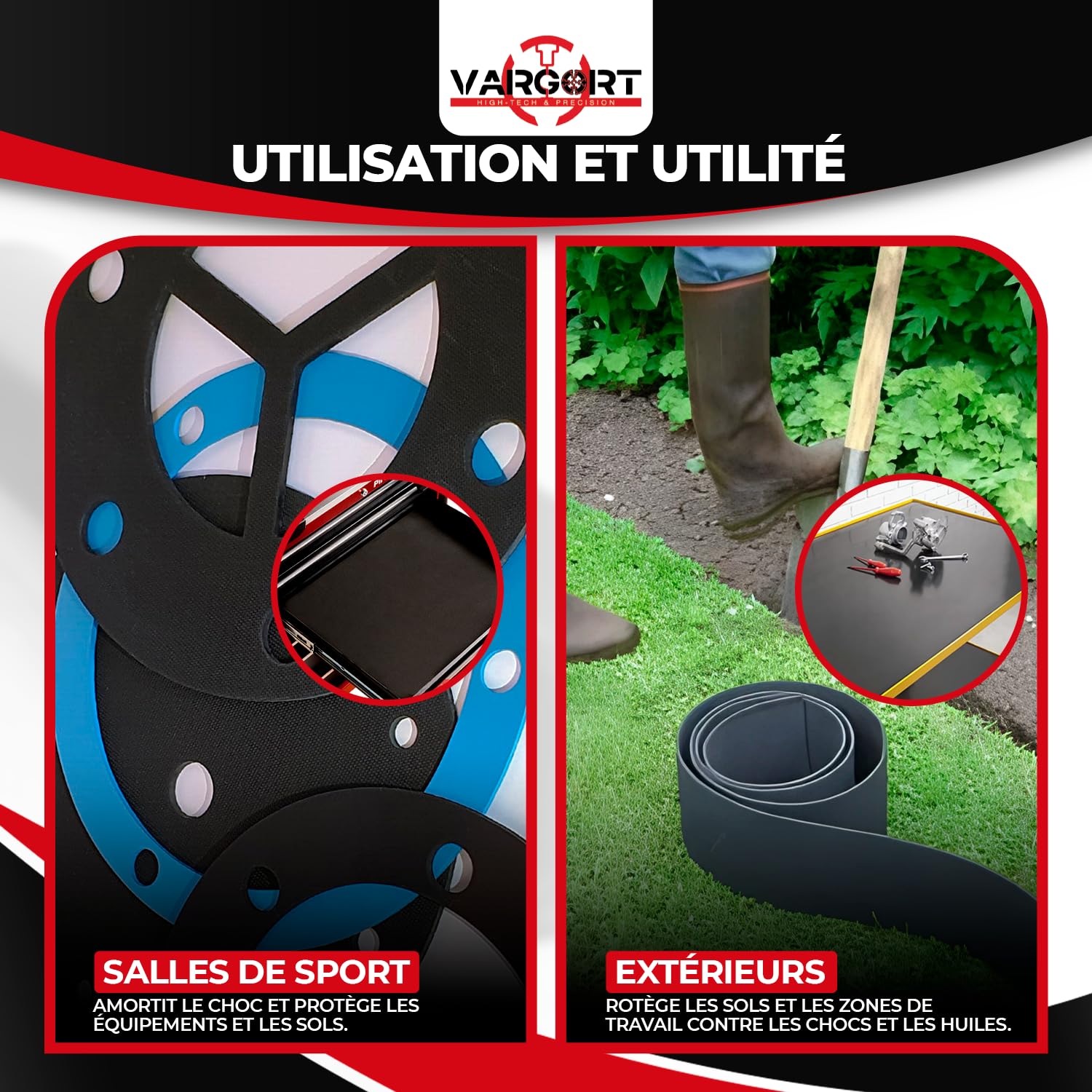 Rouleau de Caoutchouc SBR - pour Revêtement de Sol, Protection, Antidérapant, Dalles PVC Garage (Largeur: 20cm, 2mm, Rouleau 500cm)