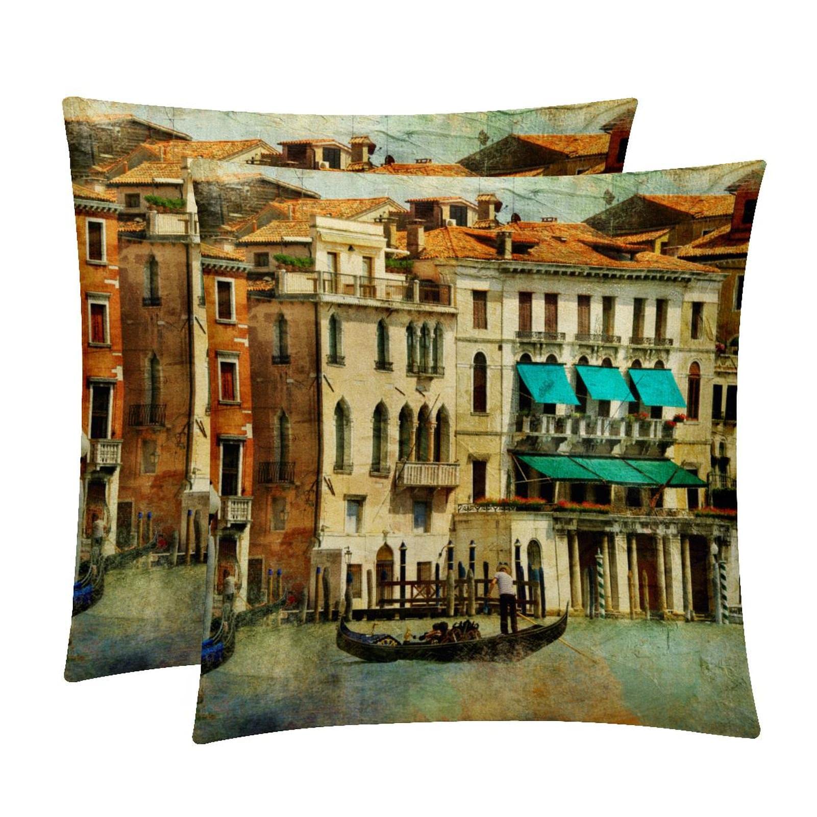 Housse de coussin lombaire confortable Venise lot de 2 pour salon