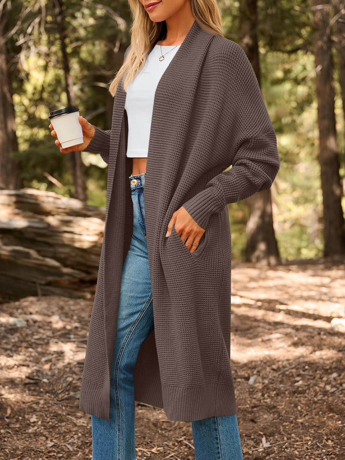 LILLUSORY Long Cardigan Sweaters for Women Fall Trendy Oversized Open Front Winter Coat - Image 3