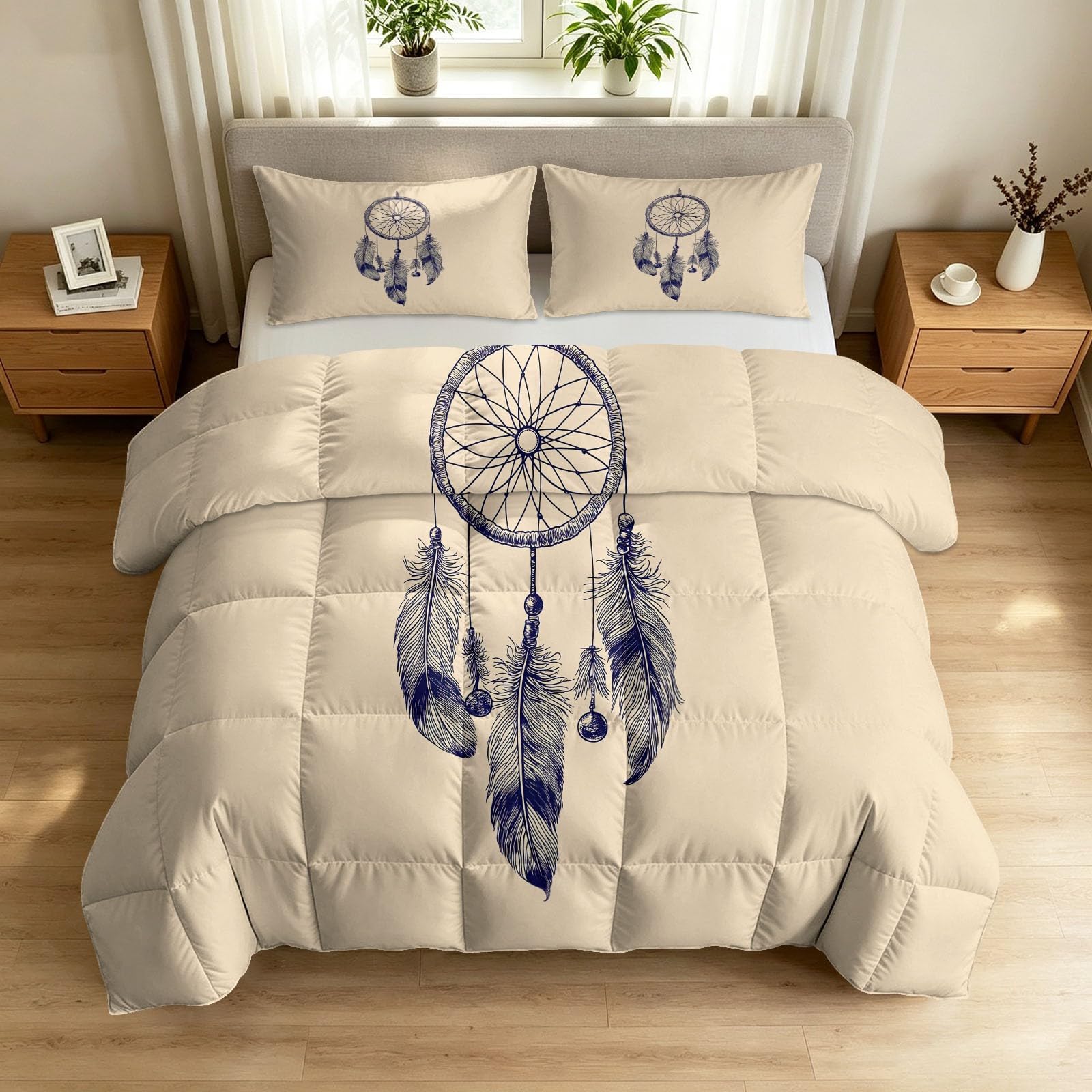 Edredón de 155 x 220 cm sin funda para hacer la cama rápido lavable cálido suave beige