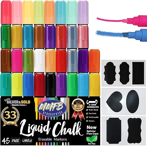 MMFB Arts & Crafts Marcadores de tiza líquida para negocios, restaurantes, escuela, pizarra, ventana, borrables, no tóxicos, a base de agua,