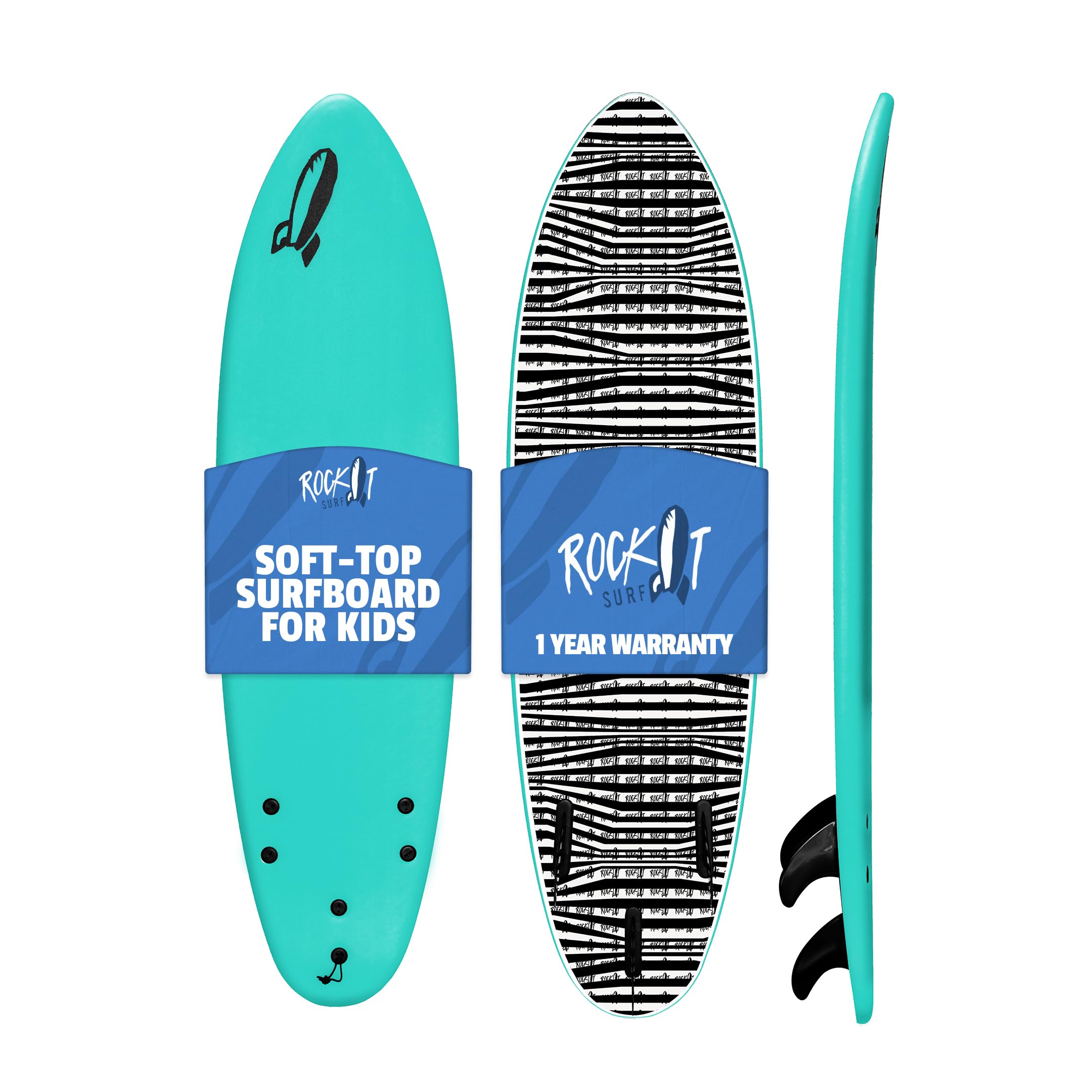 Rock-It 6' Baby Jesús Surfboard Soft Top Surfboard, Kids Surfboard with Innovative Design Easy to Paddle and Maneuverable, Small Surfboard, Surfboards for Kids