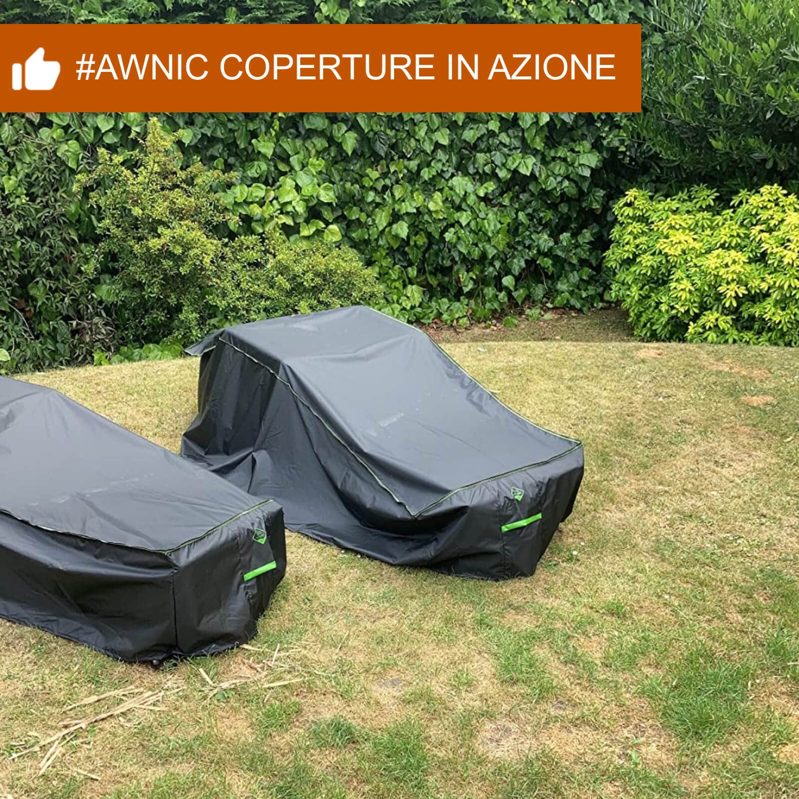 AWNIC 2 pezzi copertura protettiva per sdraio da giardino, copertura per sdraio in rattan, impermeabile 420D, 200 x 75 x 40/70 cm