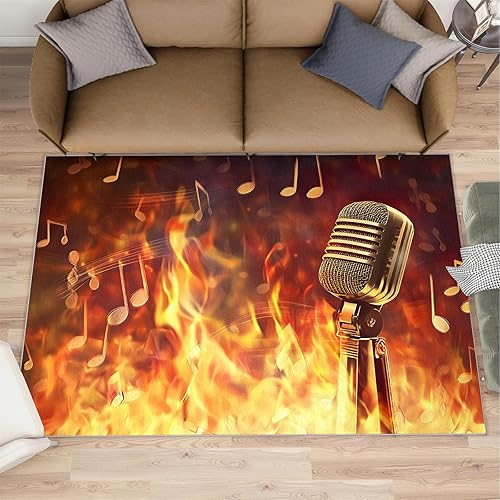 Miniatura 135 de Alfombra de instrumentos musicales – Alfombras de 4 x 5 pies para sala de estar, alfombra de área musical, alfombra de área musical, alfombra