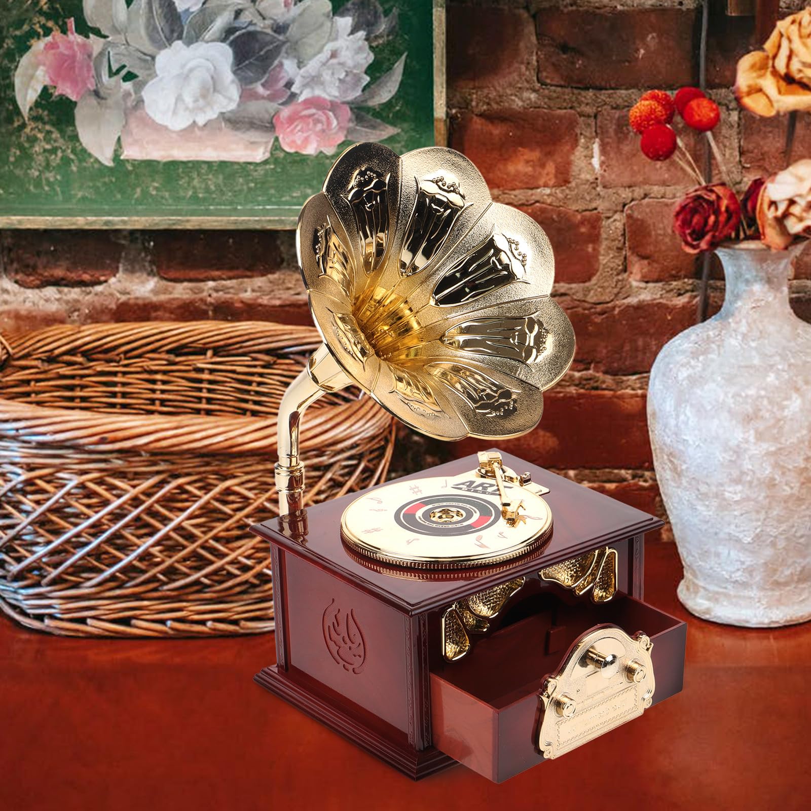 Healeved Carillon Multifunzionale Stile retrò in ABS Marrone Meccanismo a Carica, Scatola della Musica Decorativa per Arredamento Casa e Regalo Originale