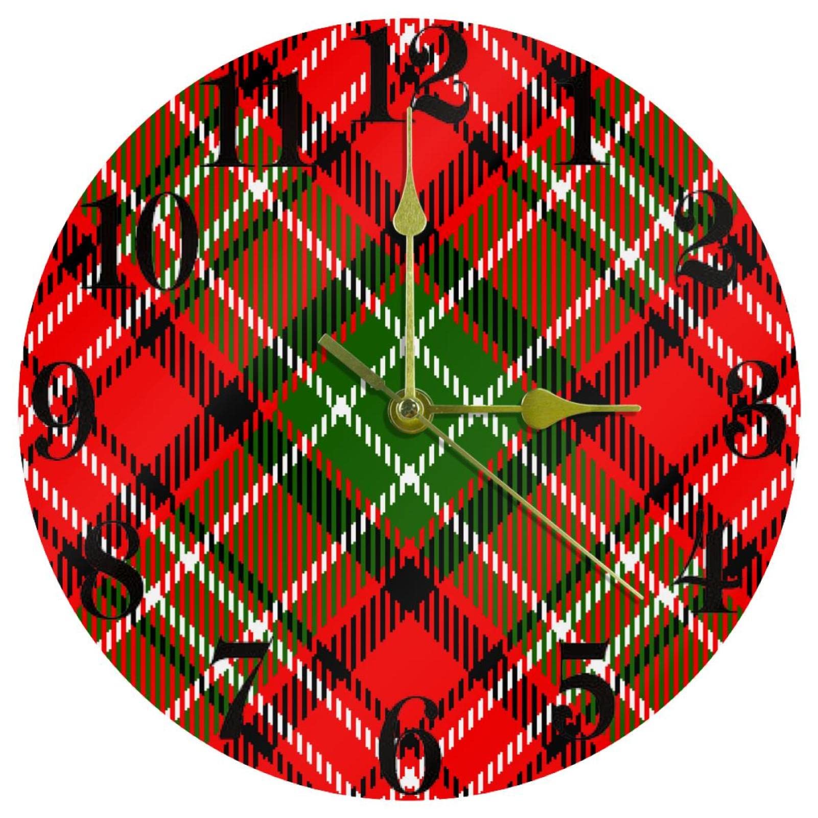 Horloge murale pour cuisine rétro rouge à carreaux 25cm ambiance maison chaleureuse