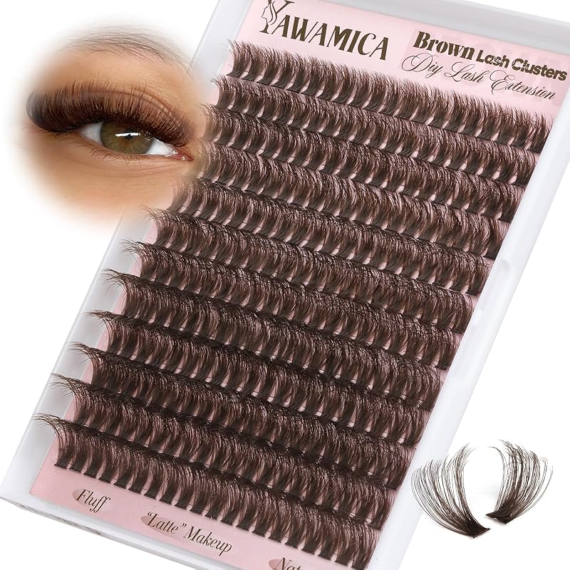 Cílios Postiços em Tufo Marrom-Escuro 80D, Curvatura D, 10–18 mm, 240 unidades Yawamica