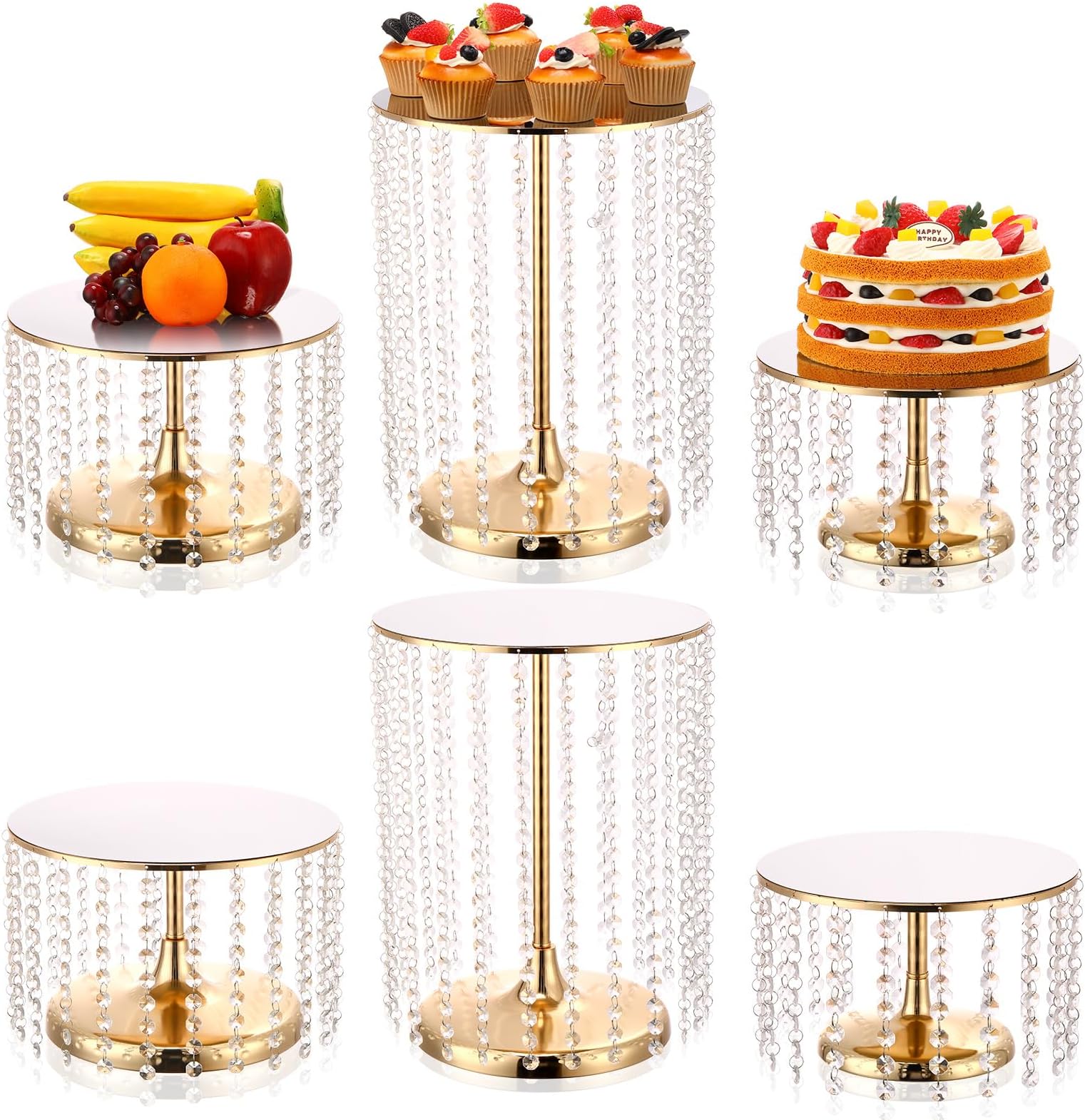 Amazon.com | Lallisa Set of 6 Metal Cake Stands with Crystal Pendant ...