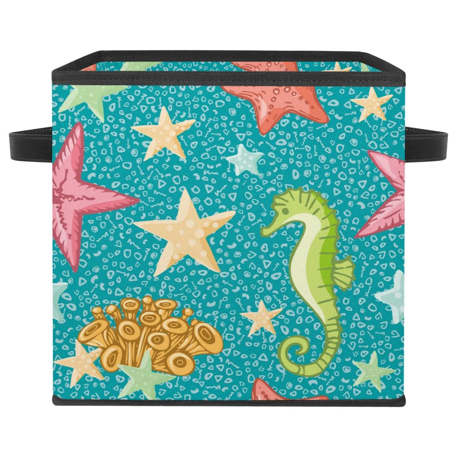 Panier de rangement pour jouets et vêtements pliable motif mer