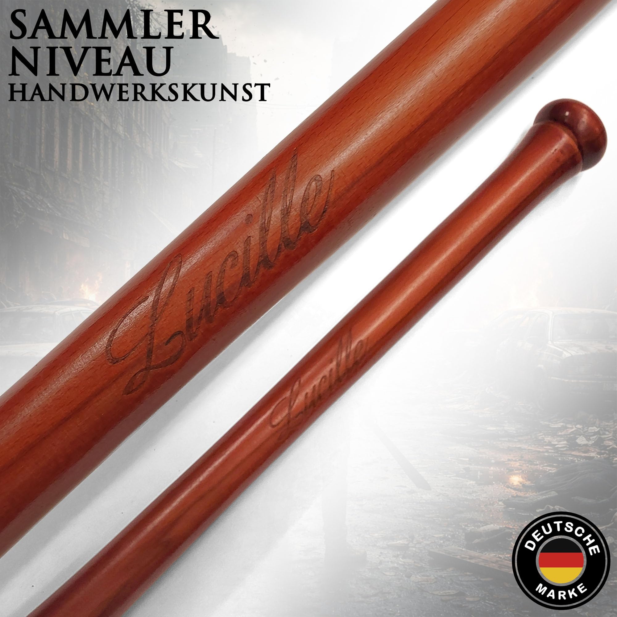 Swords and more The Walking Dead - Negan's Baseballschläger Lucille, 81 cm, Baseballschläger Lucille aus Holz mit Stacheldraht aus Metall & Wandhalterung für TWD-Fans, Sammler & als Geschenk