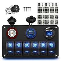 Vista 7 de Panel de interruptores de barco marino, impermeable, 8 cuadrillas, 12 V, panel de interruptor basculante, panel de interruptor de palanca de 12