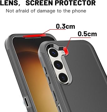 for Galaxy S23+ Case with Soft TPU Film Screen Protector[2 Pack],3 in 1 Shockproof TPU Hard PC Bumper Drop-Proof Shell for Samsung Galaxy S23 Plus Black
