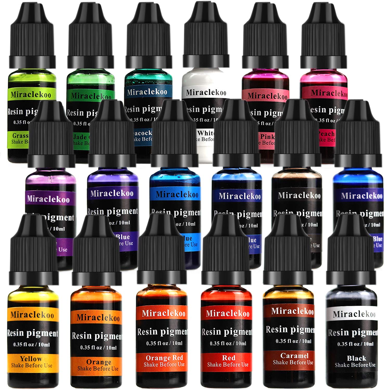Miraclekoo 18 Colors Epoxy Resin Color Pigment Liquid Resin Color dye Translucent Resin Colorant - 18 Colors Vivid