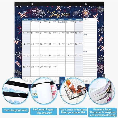 Miniatura 5 de Calendario magnético para nevera, calendario magnético 2024-2025, enero 2024 a diciembre de 2025, 11.5 x 11.5 pulgadas, protectores de esquina,