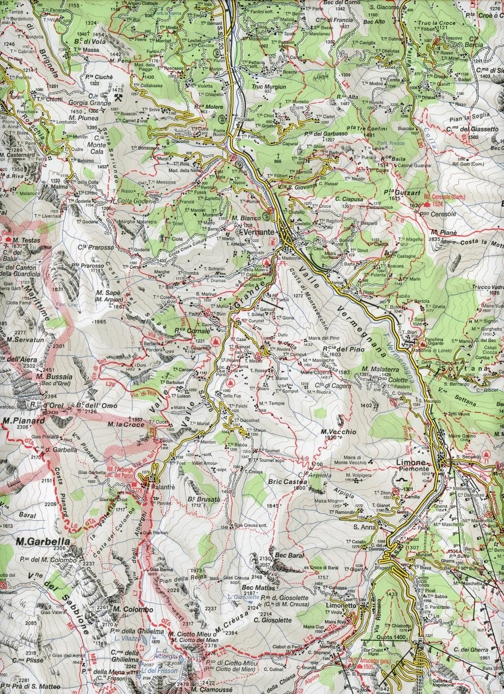Carta n. 8 Alpi Marittime e Liguri 1:50.000. Carta dei sentieri e dei rifugi
