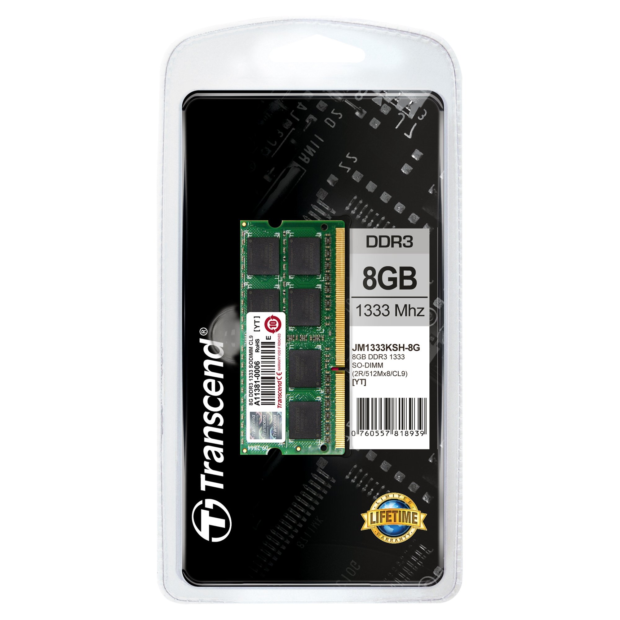 Amazon | Transcend ノートPC用メモリ PC3-10600 DDR3 1333 8GB 1.5V