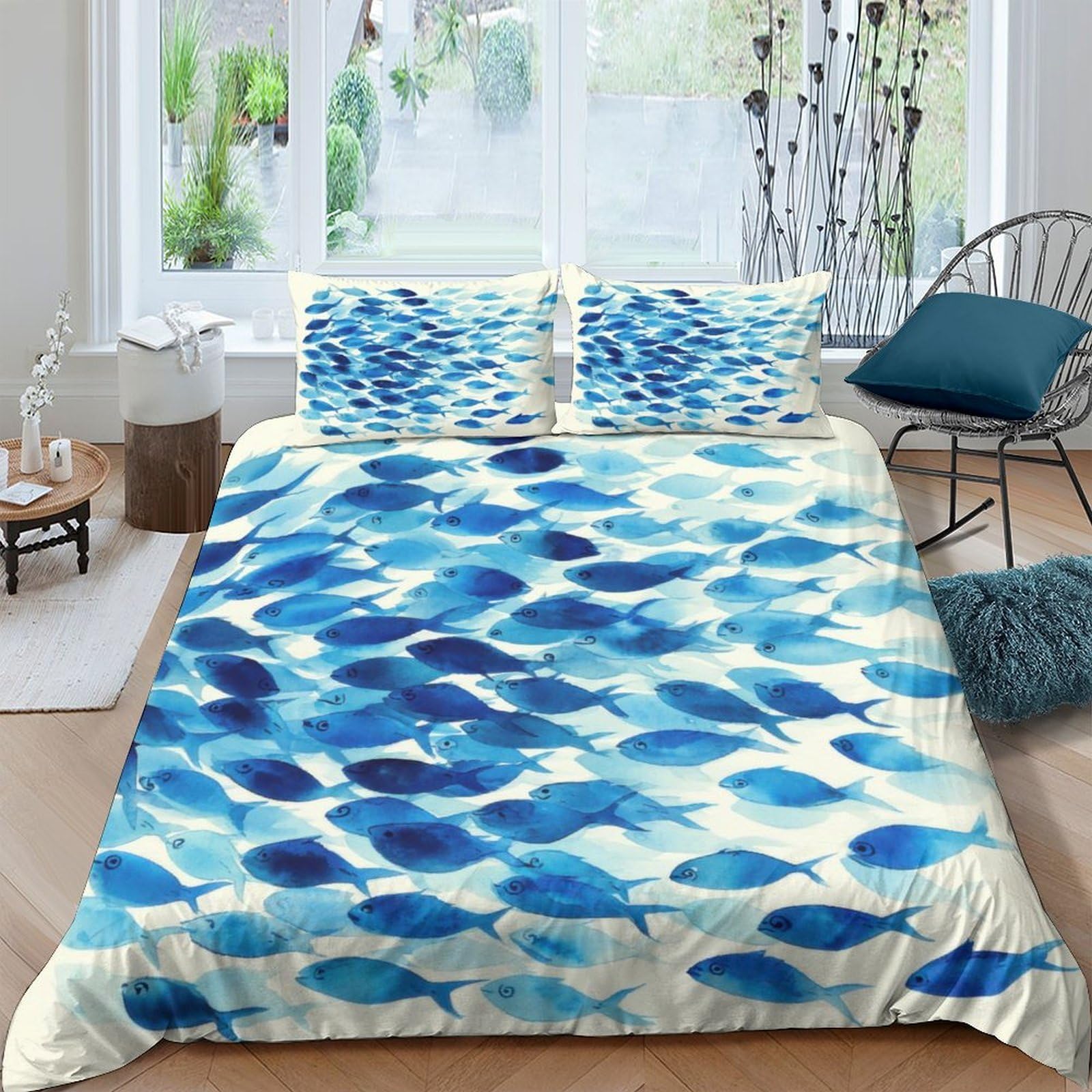 Ctjqhvkz Style-8 3D Printed Blue Ocean Waves Fitted Sheet Microfiber Soft Bed Cover Artistic Water Pattern For Bedroom Dorm Single（135X200cm）