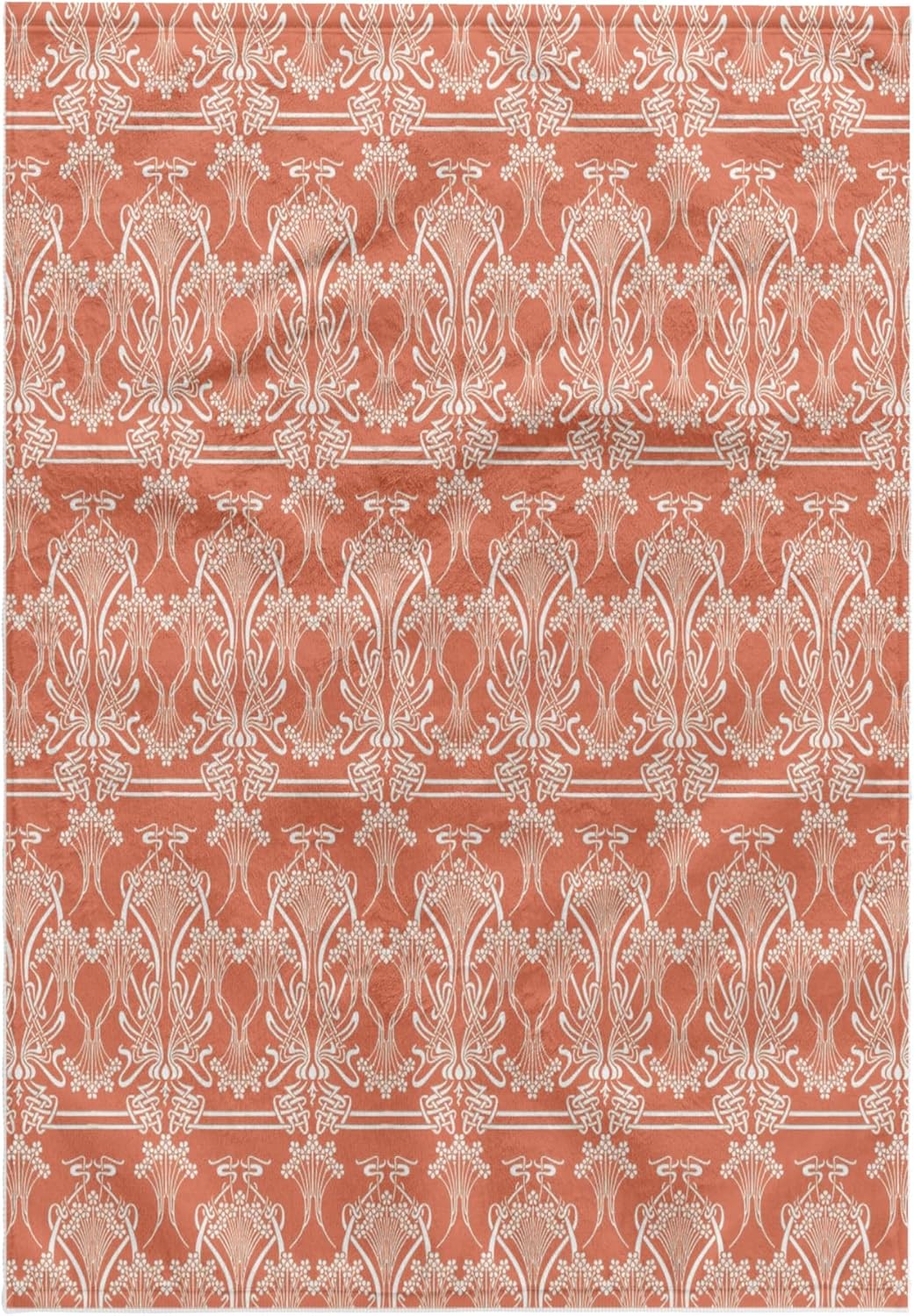 3dRose Stunning Art Nouveau Flower Pattern in Peach and White 22x30 Bath Hand Pool Towel