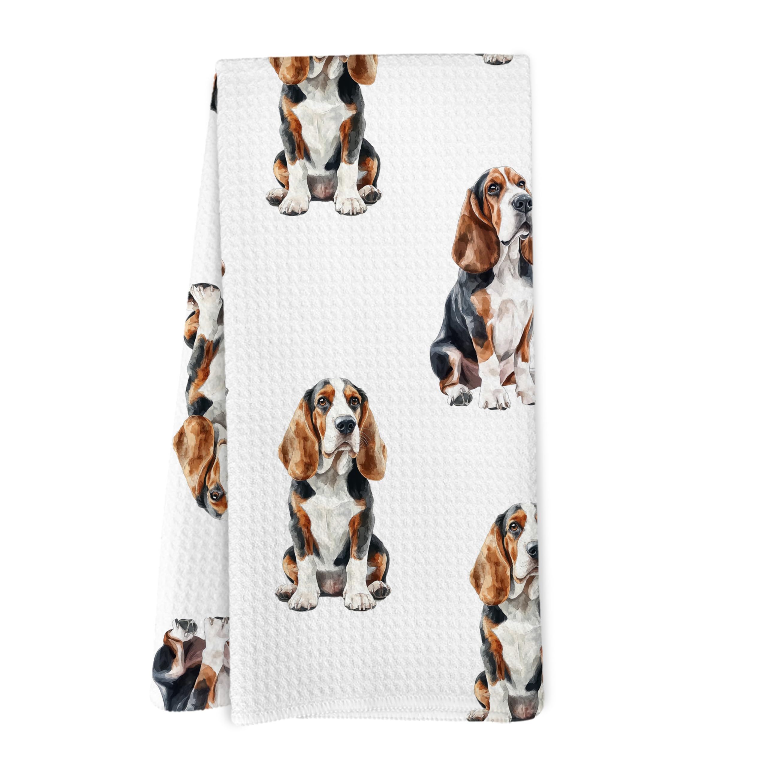 Basset Hound Dog Kitchen Dish Towels, Basset Hound Gifts for Women Hand Towels for Bathroom Kitchen Decor, Dog Lovers Mom Owner Gifts for Women, 16x24 Inches