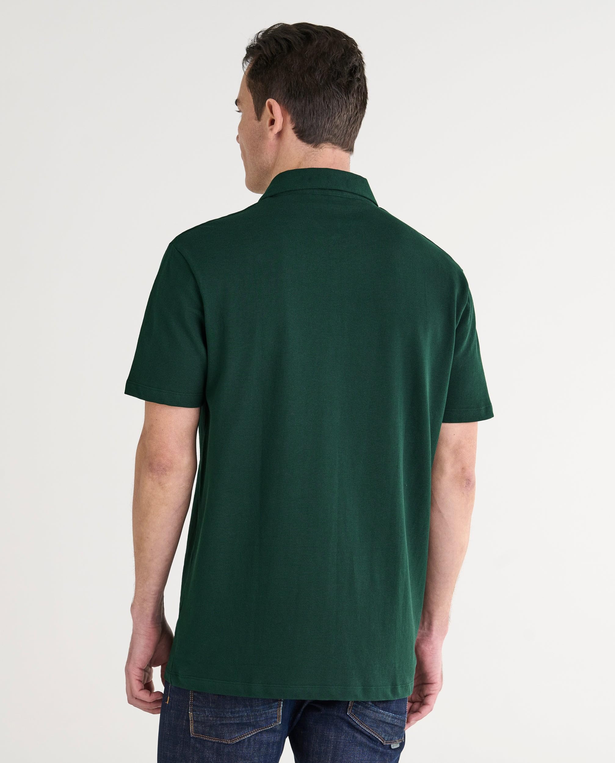 El Búho Nocturno Polo Hombre Manga Corta Algodón 100% Piqué Liso - Cuello Italiano Spread Firme Elegante - Regular Fit Holgado Largo - Deporte Casual Vestir Tallas Grandes S-5XL — view 3