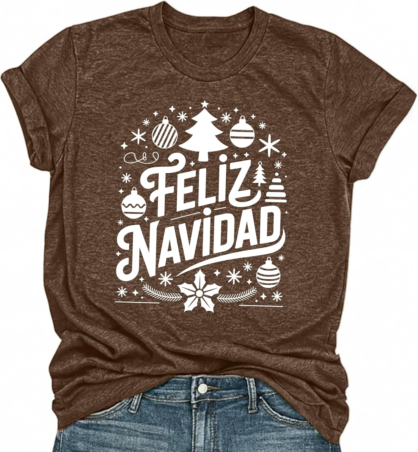 Vintage Christmas Shirt – Merry Christmas Tree, Gingerbread, Snowflake, Feliz Navidad Retro Holiday Tee