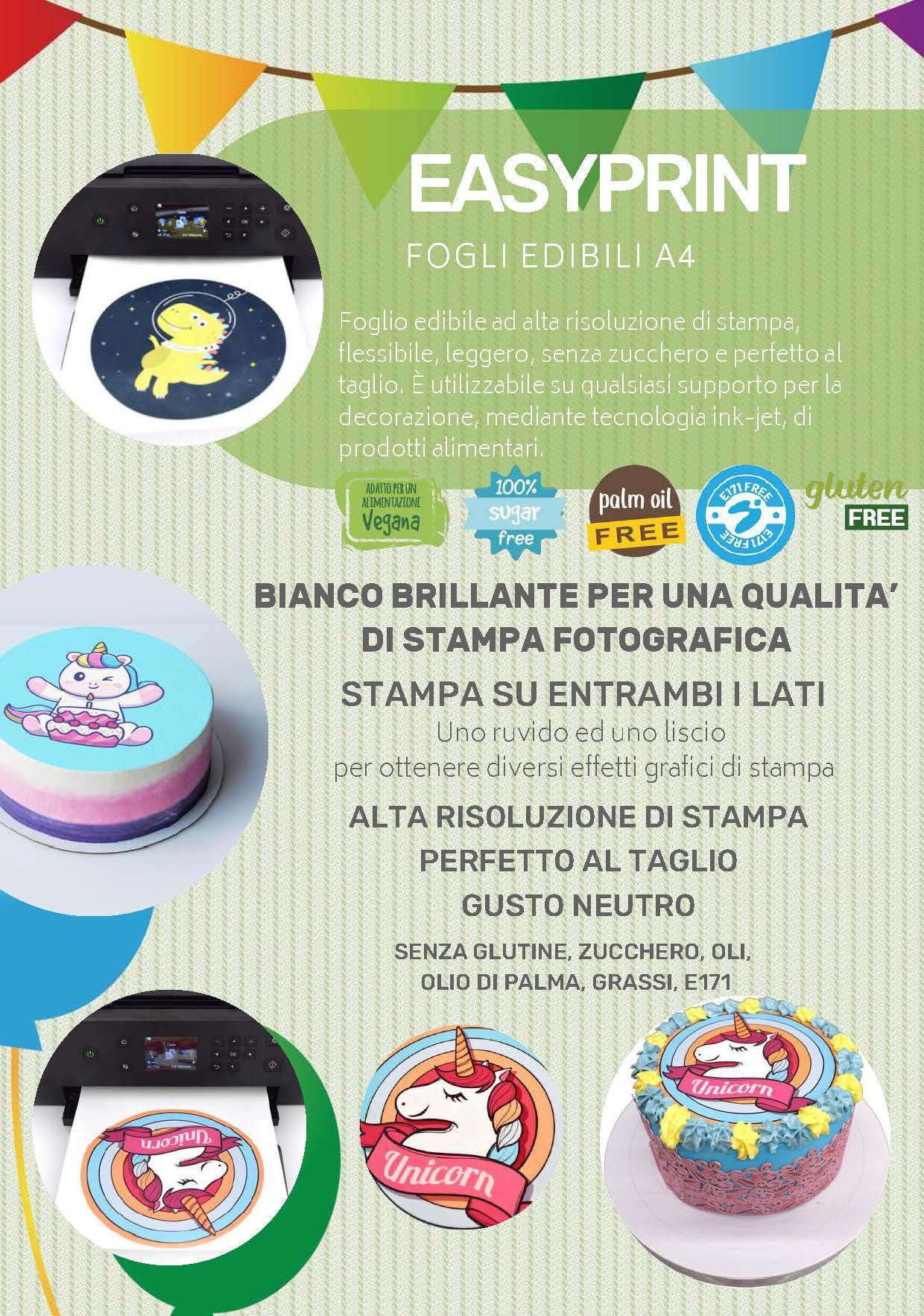 Foglio edibile EASYPRINT Lesepidado 25 fg spess.0,5mm A4 bianchi SENZA zucchero SENZA glutine