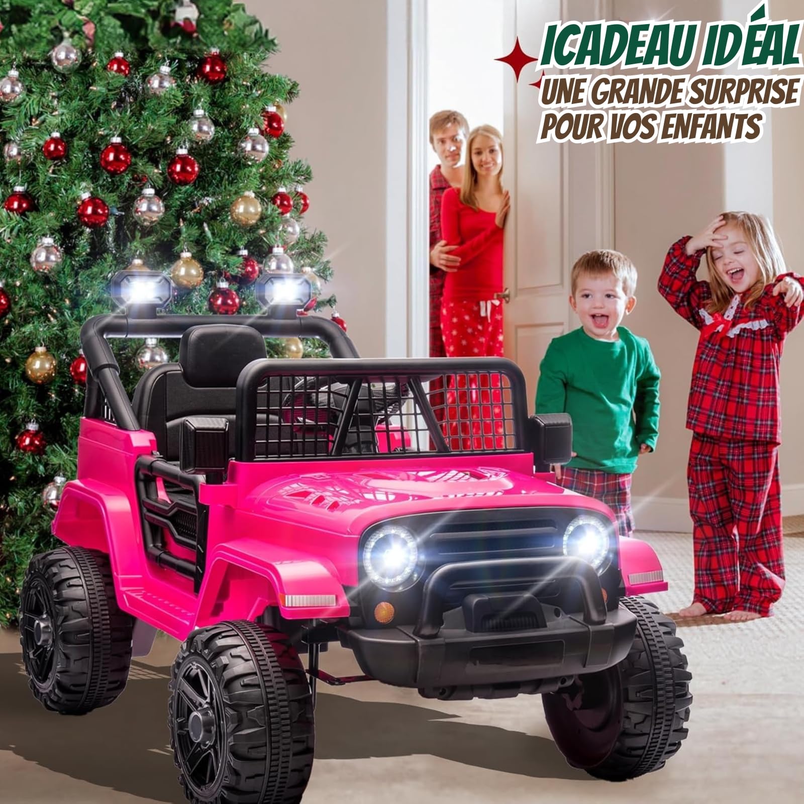 LALAHO Voiture Véhicule électrique Enfant 12V avec télécommande à 2,4 GHz,V. Max. 2,8 Km/h télécommande Effets sonores，Rose