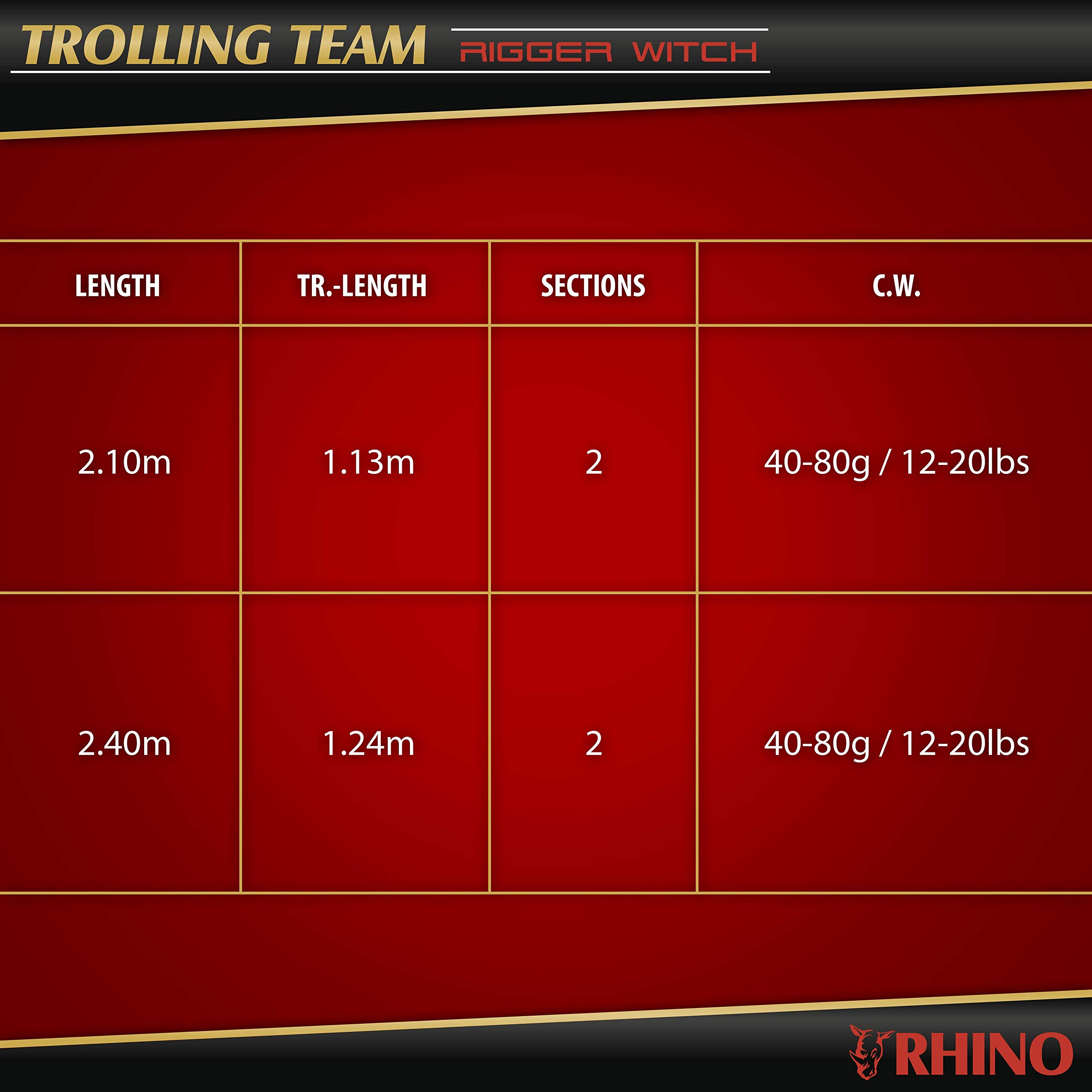 Rhino Premium Meeresrute Trolling Team Rigger Witch G2 2,4m Angerute Hochsee-Angeln Bootsangeln