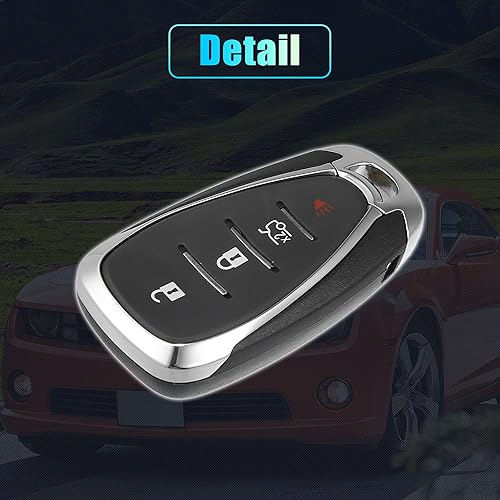Miniatura 7 de X AUTOHAUX Funda inteligente de 4 botones para llave remota de entrada sin llave para Chevy Camaro Malibu Equinox Cruze Trax Volt 2016-2020 HYQ4AA