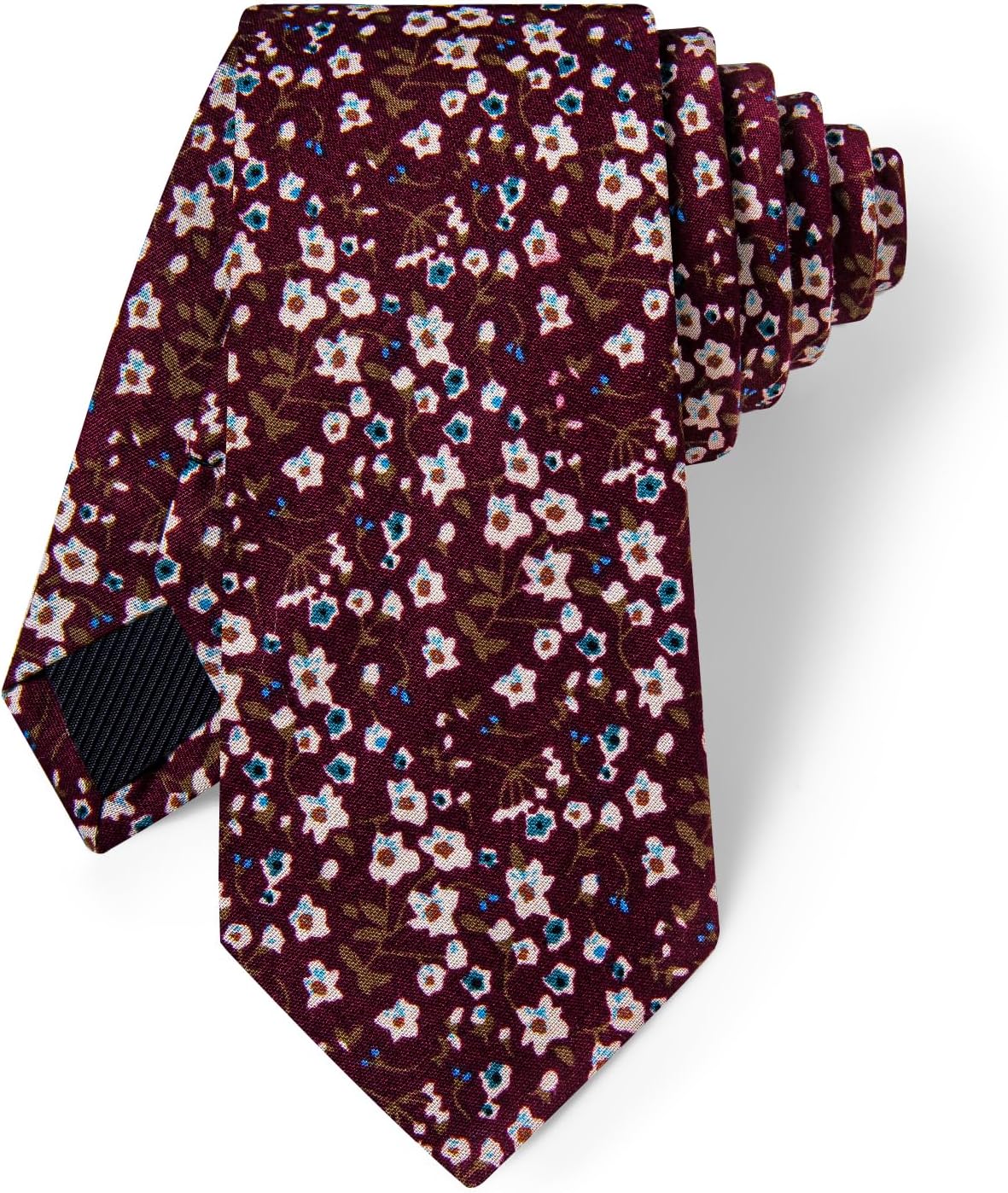 YourTies Cotton Floral Tie for Men 2.5" Printed Skinny Necktie Pocket Square Tie Clip Set Flower Wedding Party Groom