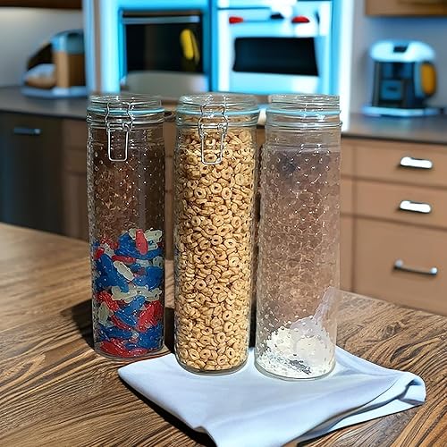 Miniatura 6 de Yesland 2 tarros de vidrio de 60 onzas para almacenamiento de alimentos con tapa hermética, soporte grande para fideos, contenedor de almacenamiento