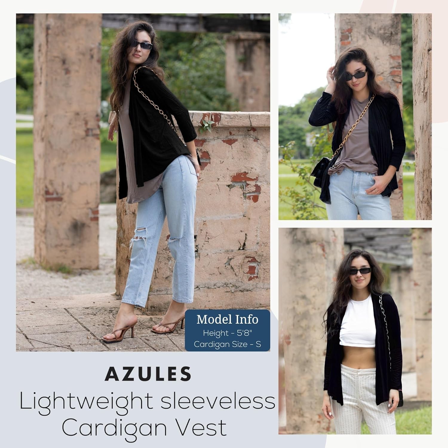 Azules 3-Pack Women's Long Sleeve Open Front Cardigan - Lightweight Rayon Sweater, Soft Flowy Layer for Casual - Image 3